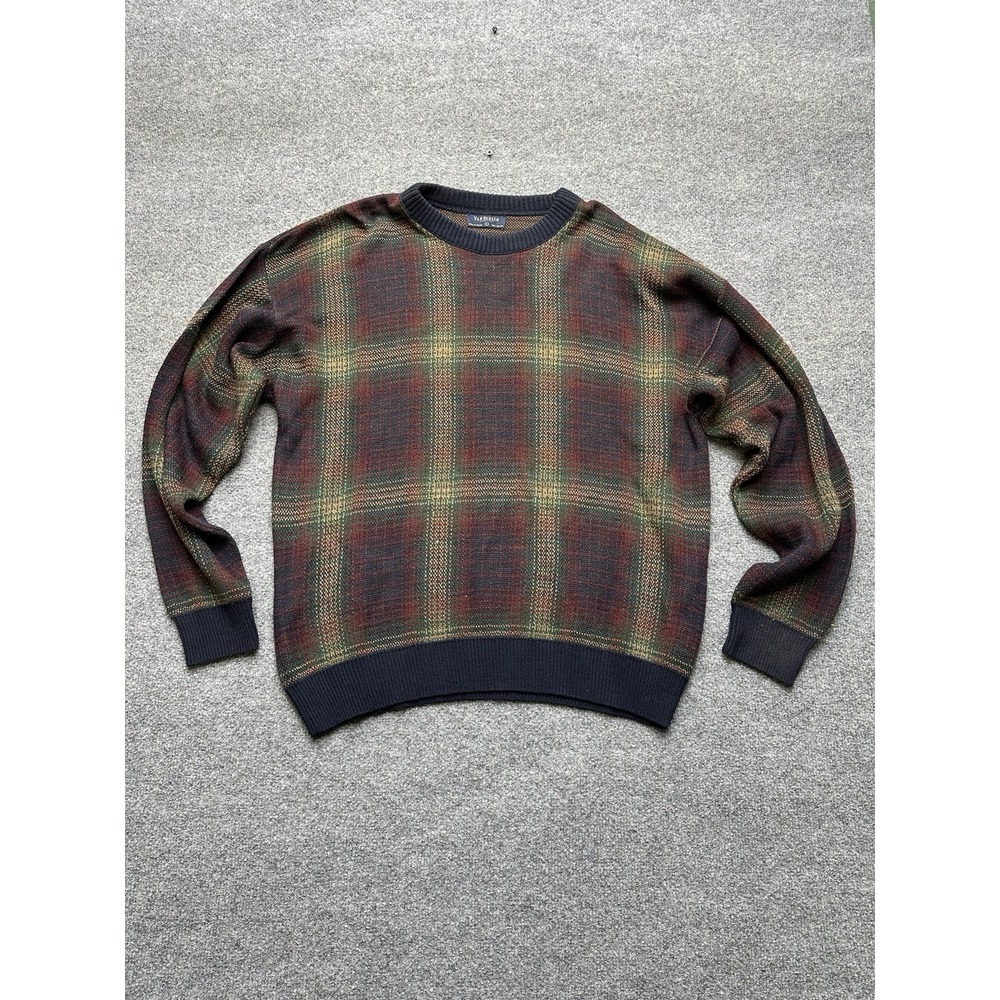 Van Huesen Men's Colorful Pullover Sweater Size Large 100%‎ Acrylic Vintage 90s